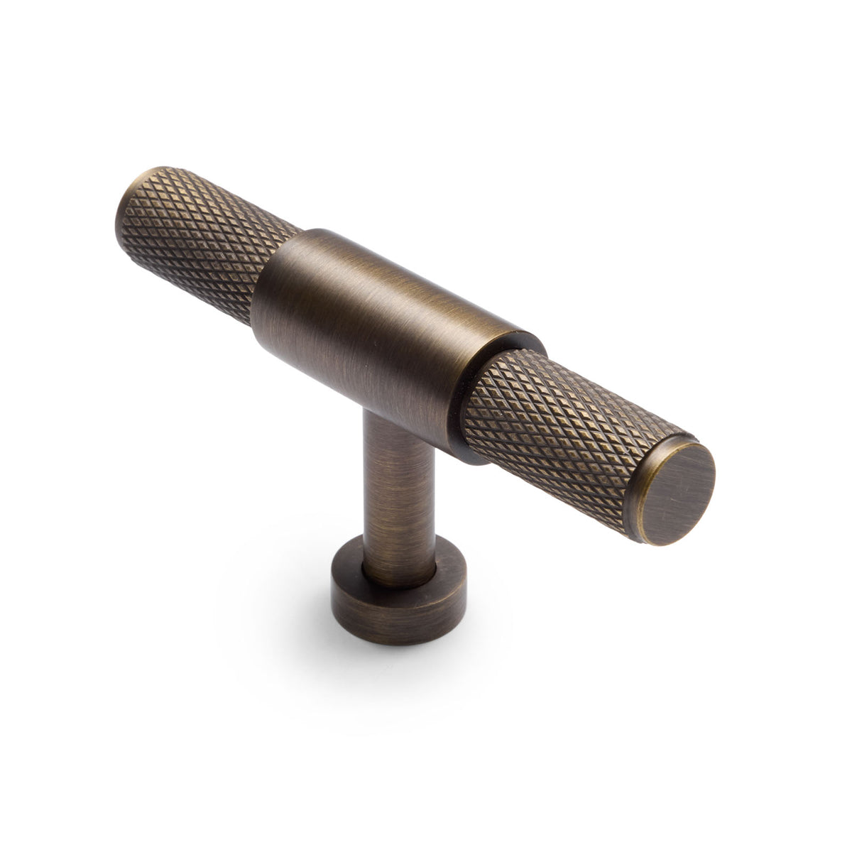 Aged Brass Knurled Cabinet T-Bar Pull - Miranda