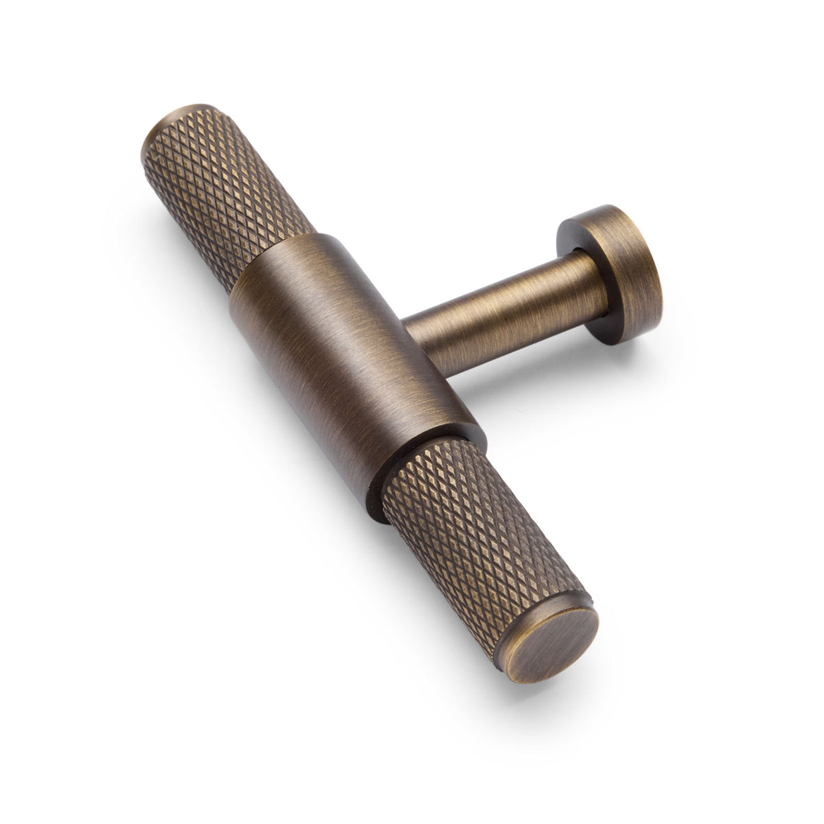 Aged Brass Knurled Cabinet T-Bar Pull - Miranda