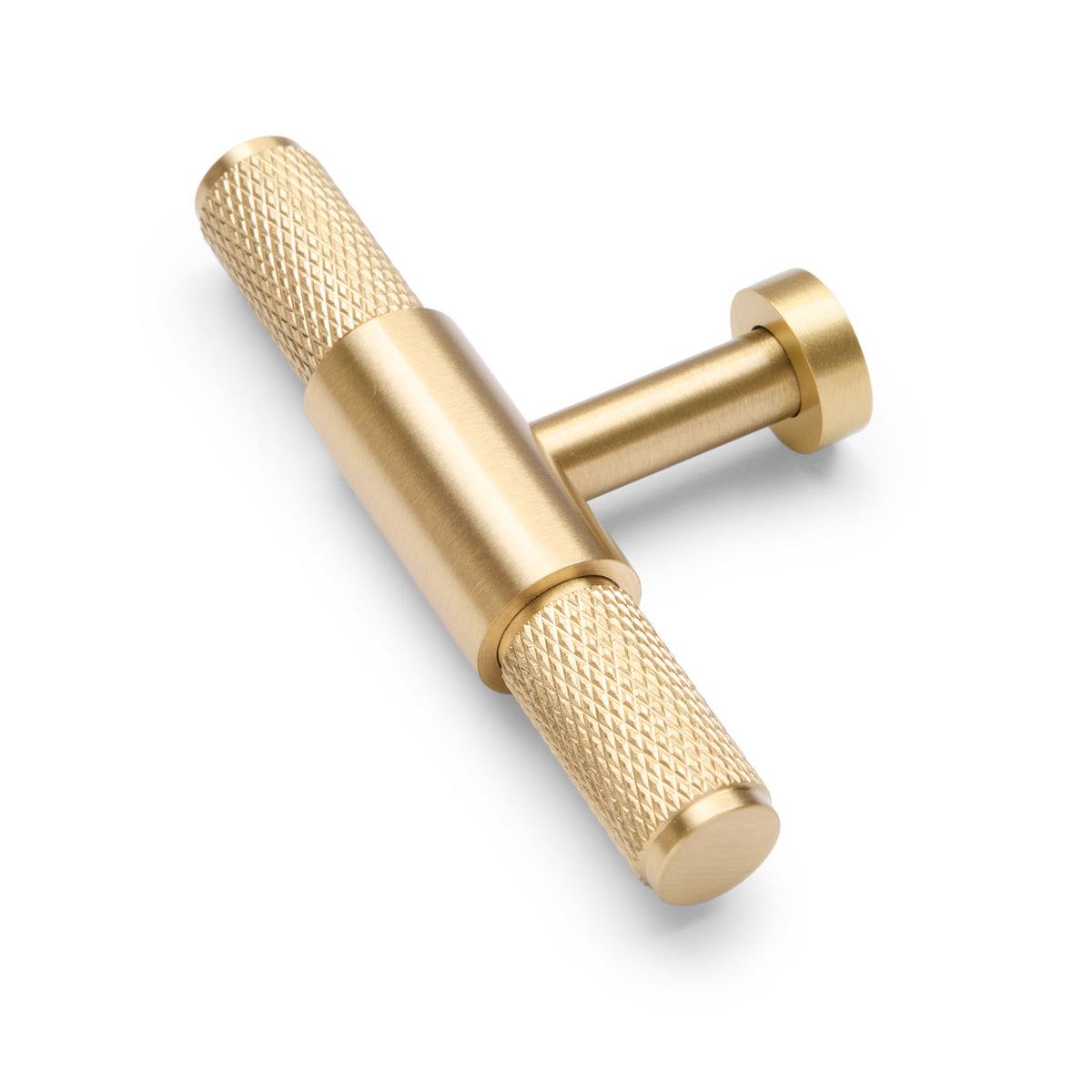 Brushed Brass Knurled Cabinet T-Bar Pull - Miranda