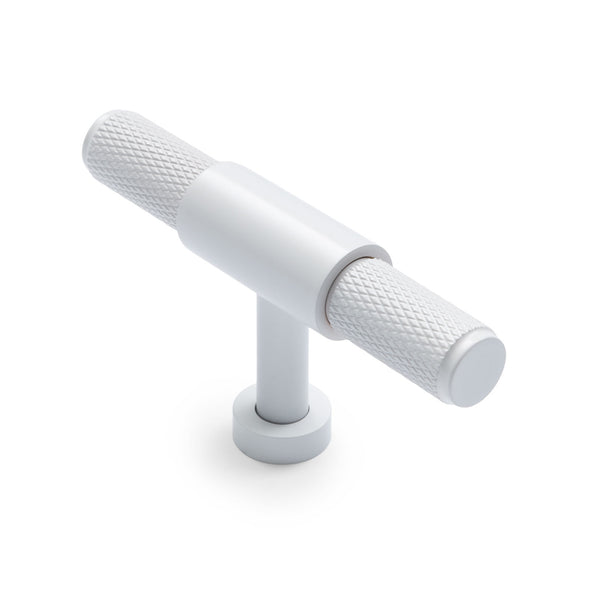 White Knurled Cabinet T-Bar Pull - Miranda | Manovella