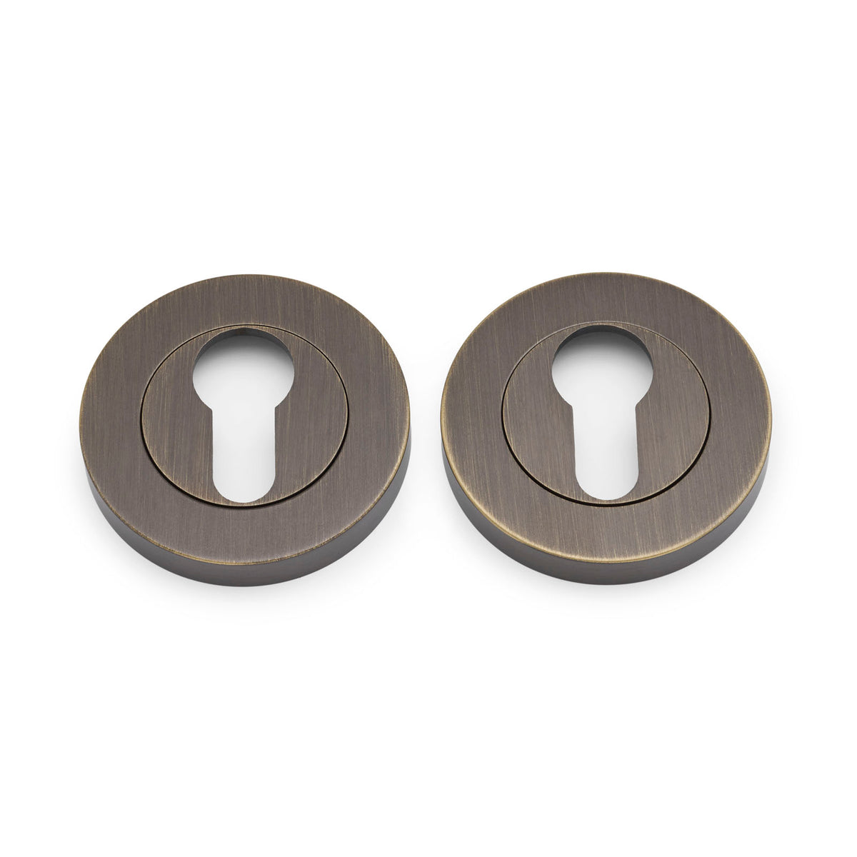 Aged Brass Euro Escutcheon (Pair) - Solid Brass