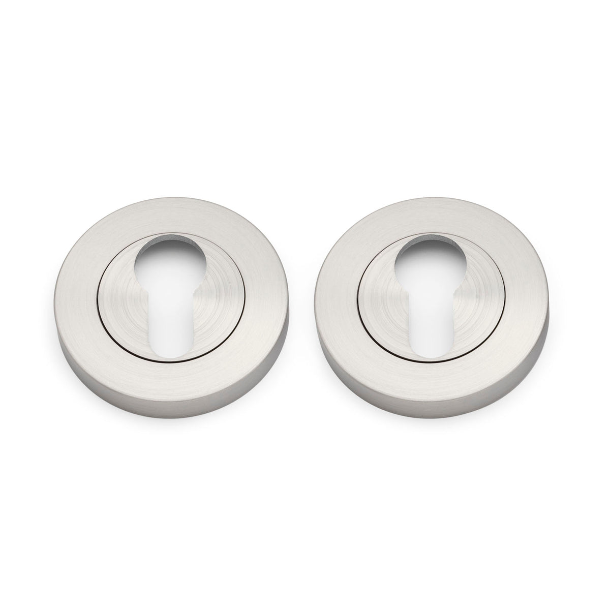 Brushed Nickel Euro Escutcheon (Pair) - Solid Brass
