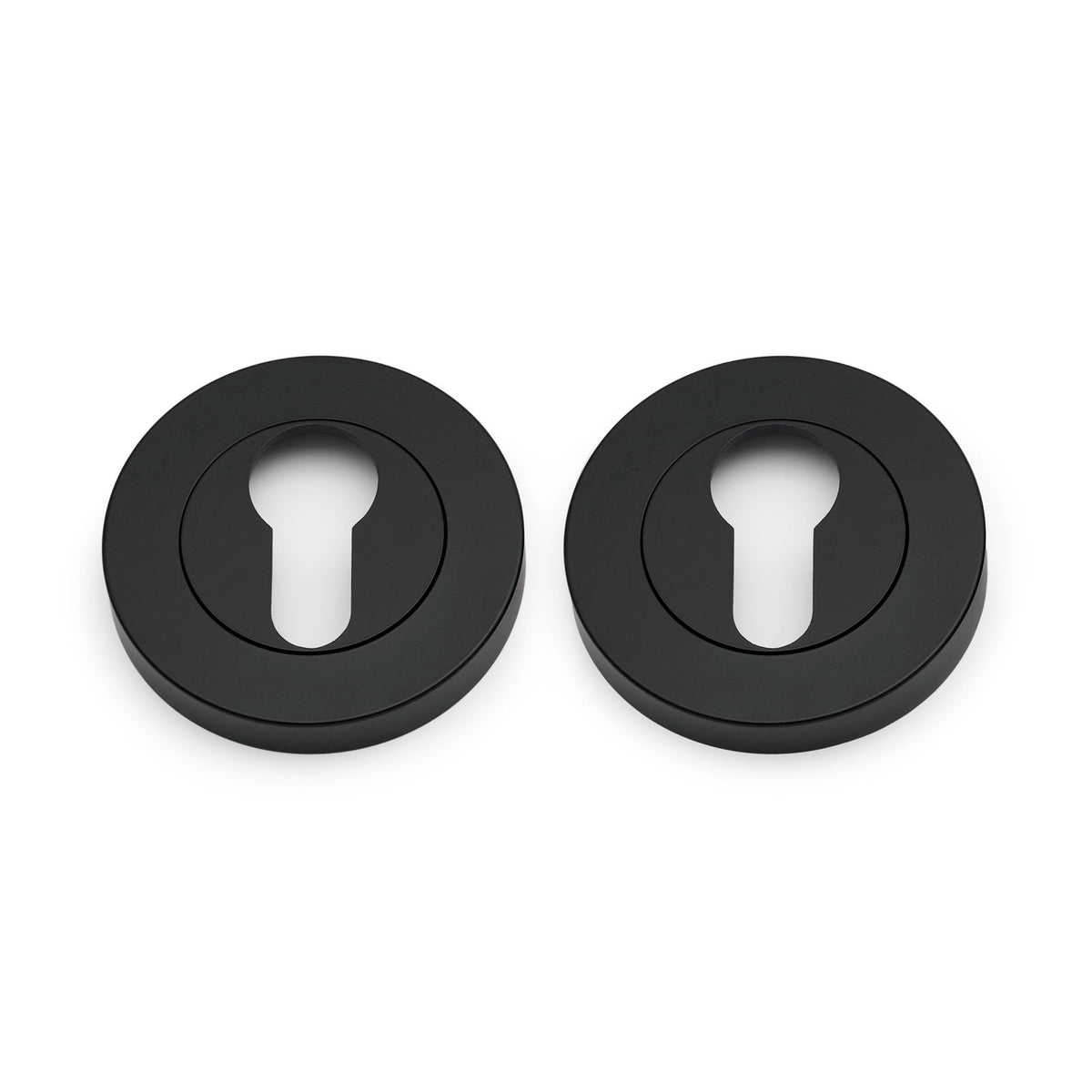 Matt Black Euro Escutcheon (Pair) - Solid Brass