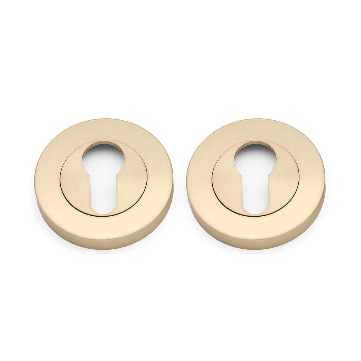 Satin Brass Euro Escutcheon (Pair) - Solid Brass