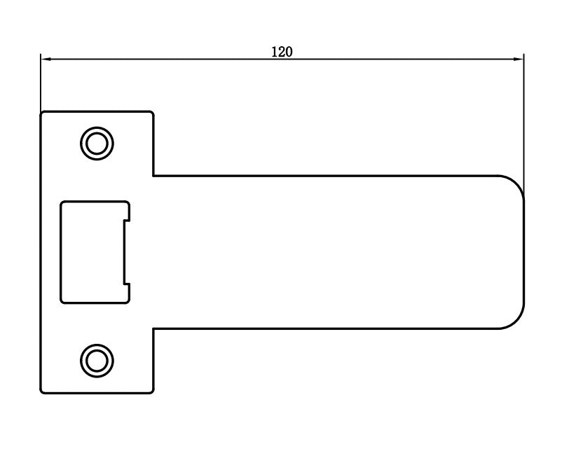 Extended 120mm Tubular Latch 'T' Strike Plate