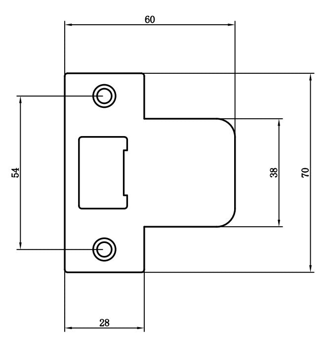 Extended 60mm Tubular Latch 'T' Strike Plate