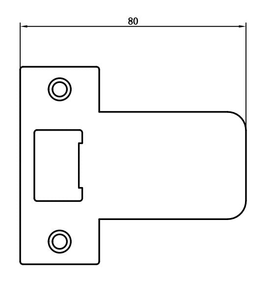 Extended 80mm Tubular Latch 'T' Strike Plate