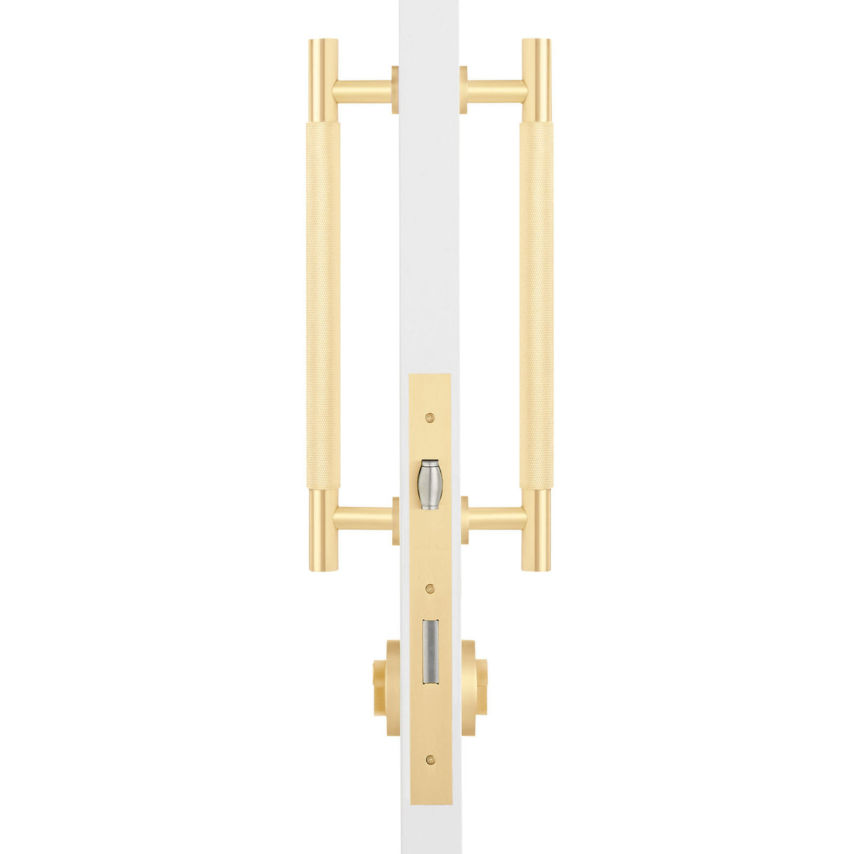 Satin Brass Roller Lock Kit - Charmian Pull