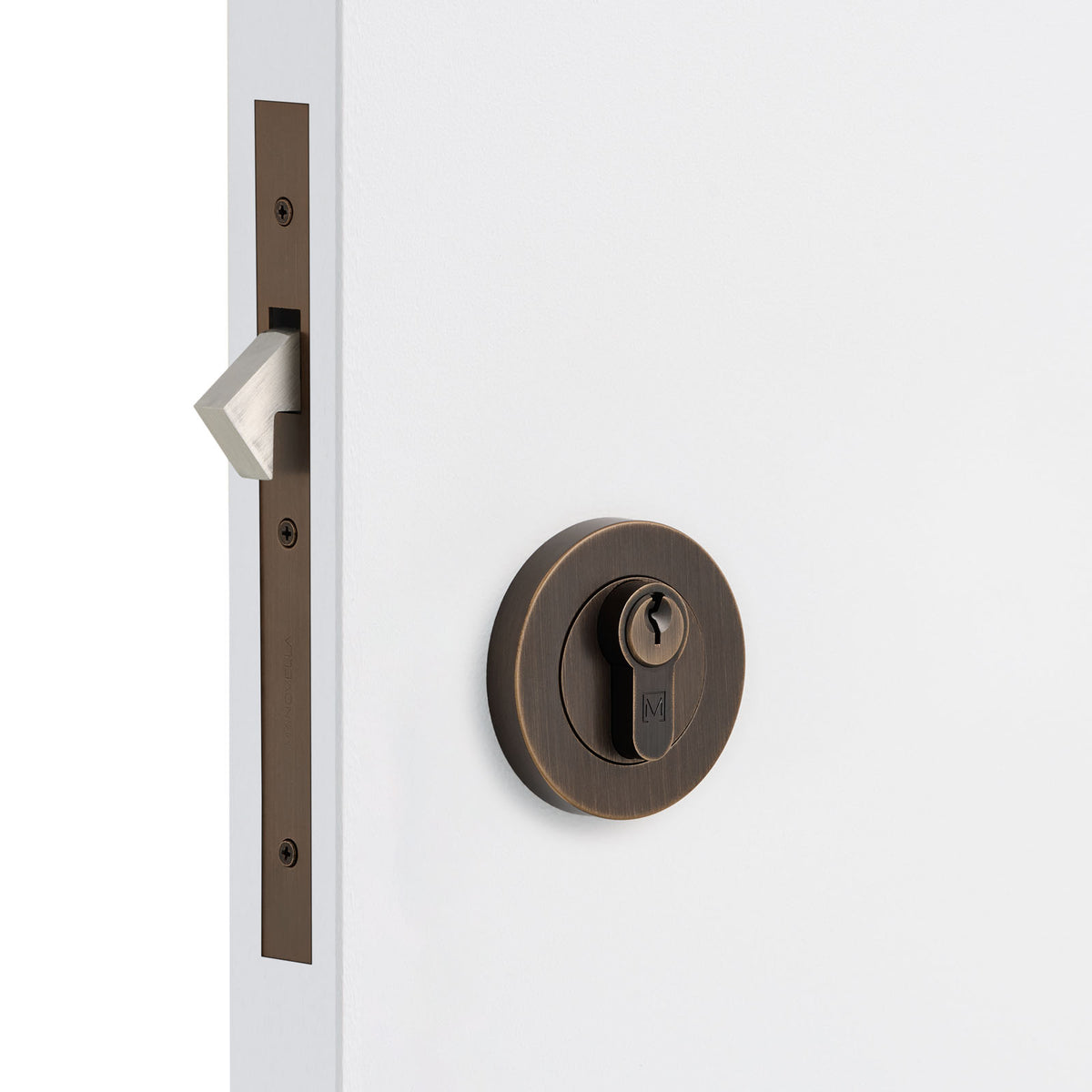 Aged Brass Sliding Door Lock Kit