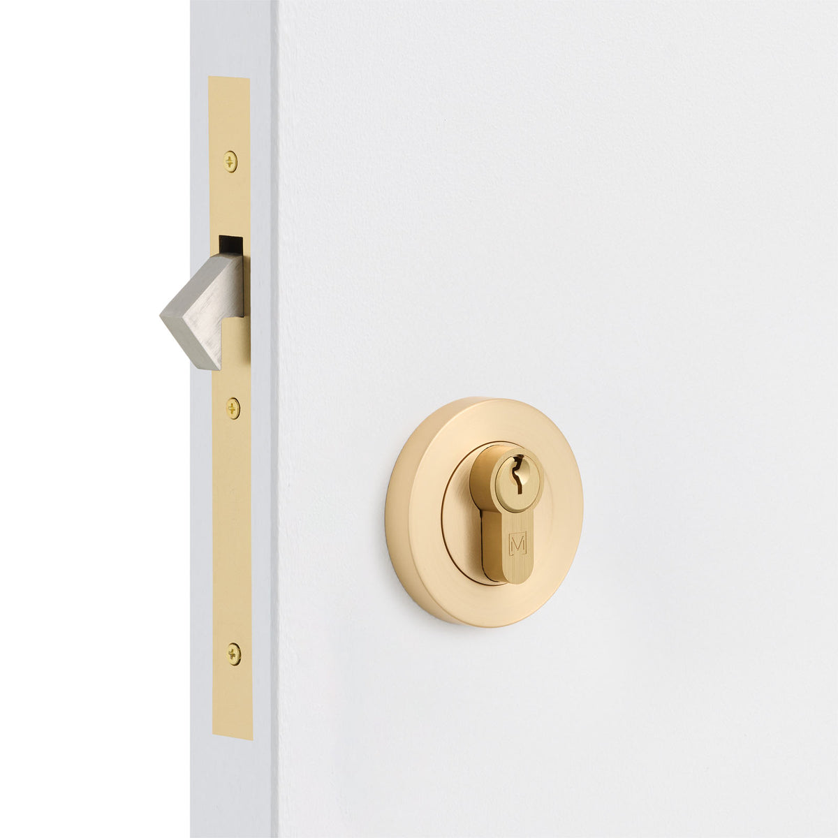 Satin Brass Sliding Door Lock Kit