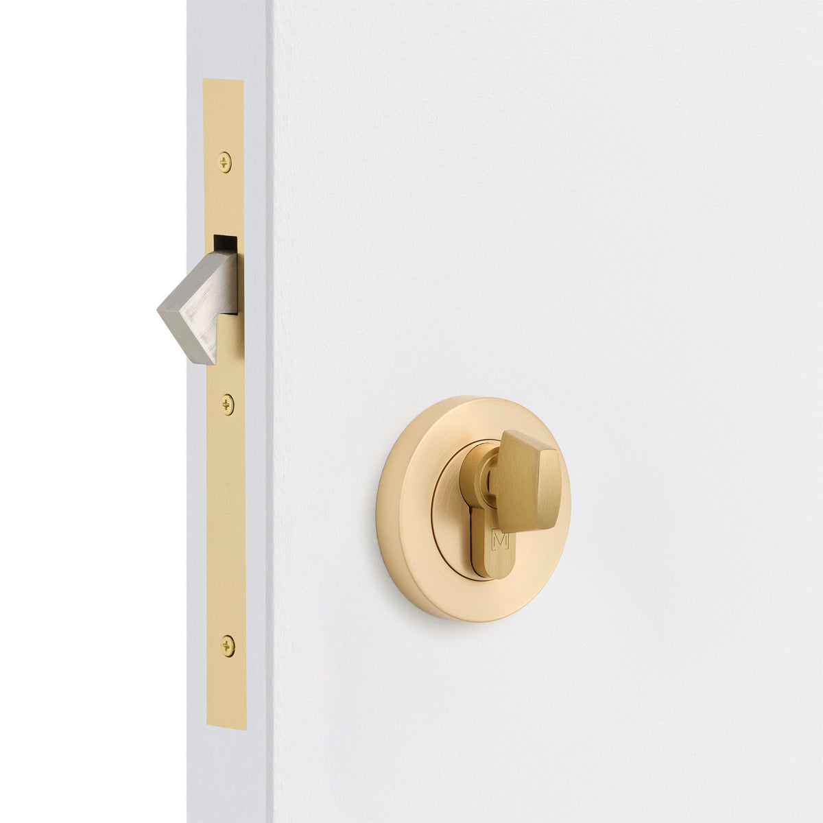 Satin Brass Sliding Door Lock Kit
