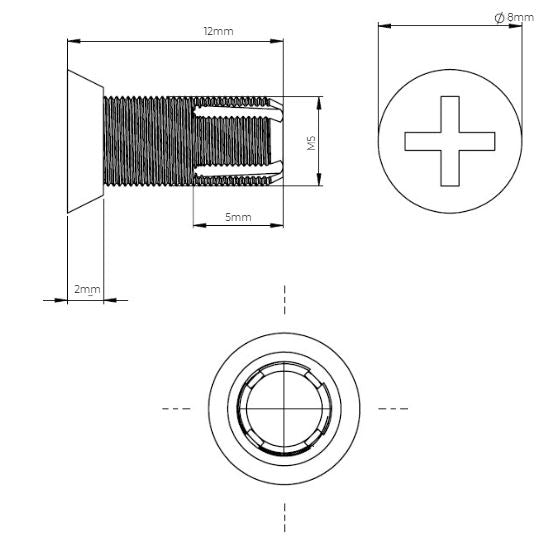 Metal Thread Hinge Screw M5 (12 pack) - Various Finishes