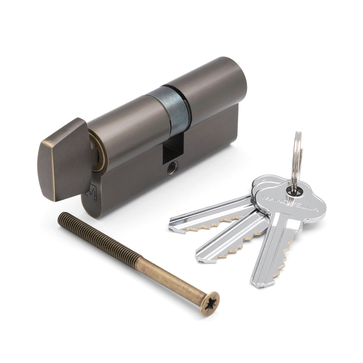 Aged Brass High Security Turn Snib 5 Pin Euro Cylinder