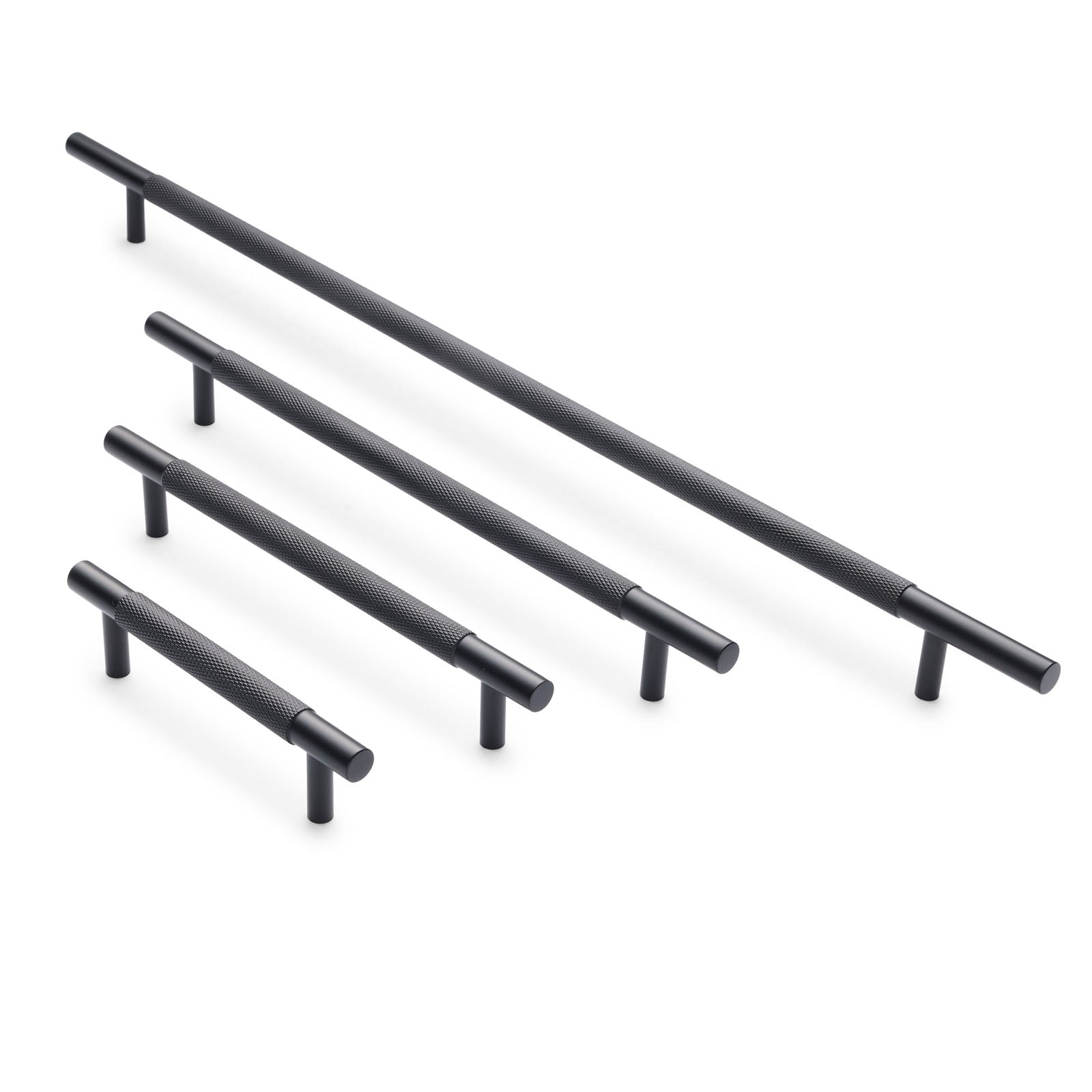 Charmian Matt Black Knurled Drawer Pull | Manovella Large (280mm overall) Charmian Matt Black Knurled Drawer Pull | Manovella Large (280mm overall)