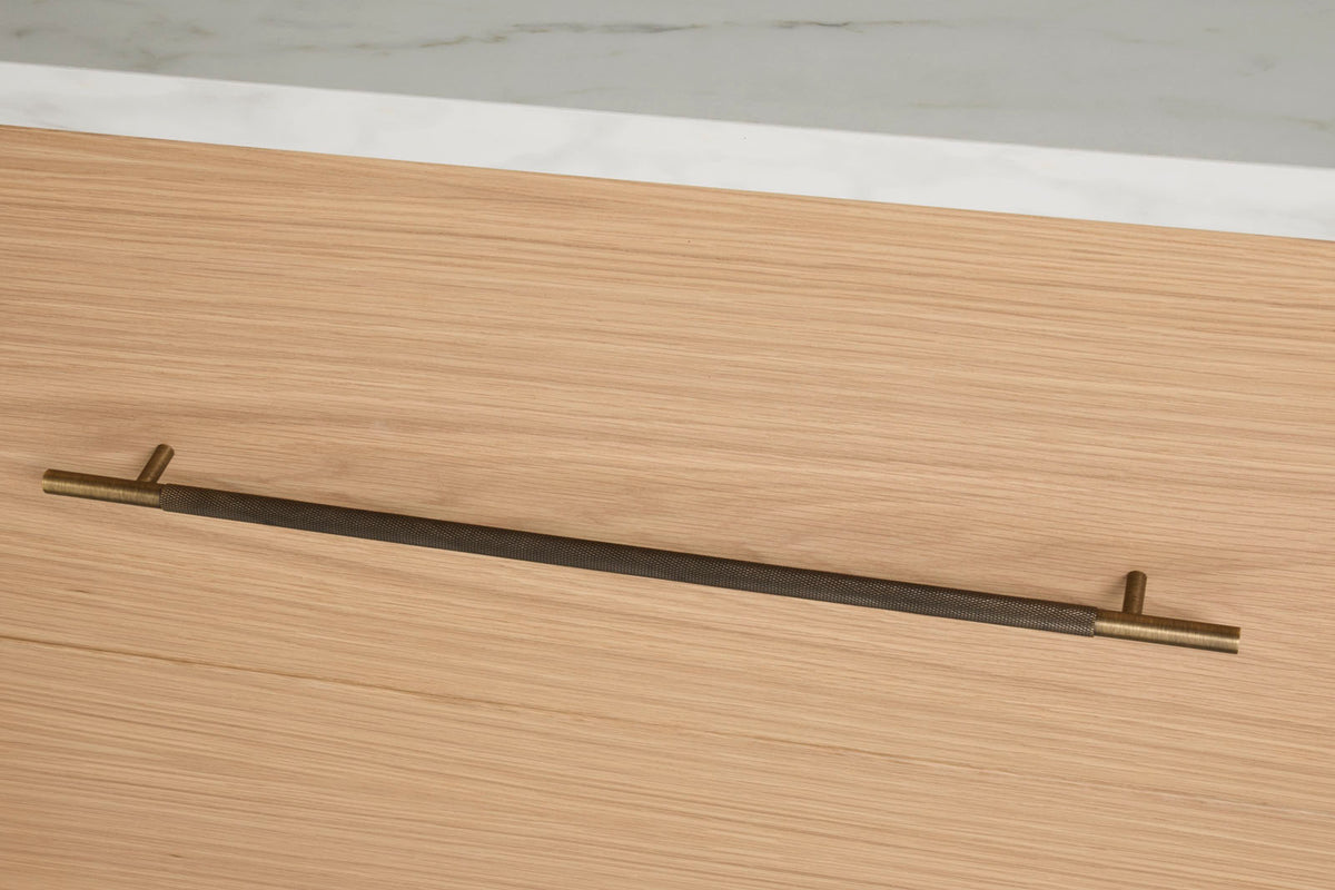 Aged Brass Knurled Drawer Pull - Charmian