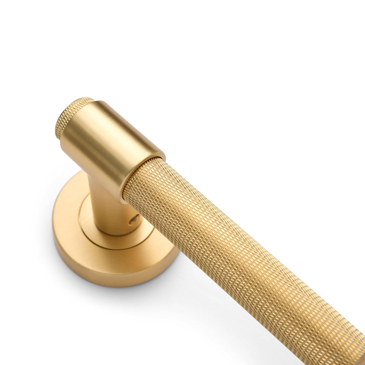 Satin Brass Knurled Passage Door Handle - Rosedale