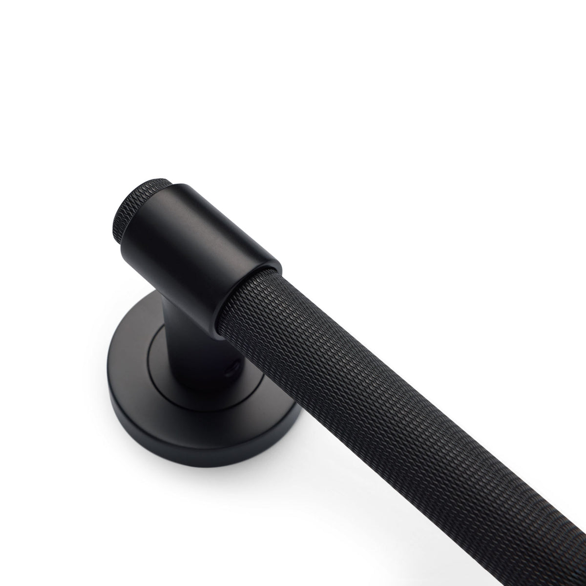 Matt Black Knurled Passage Door Handle - Rosedale