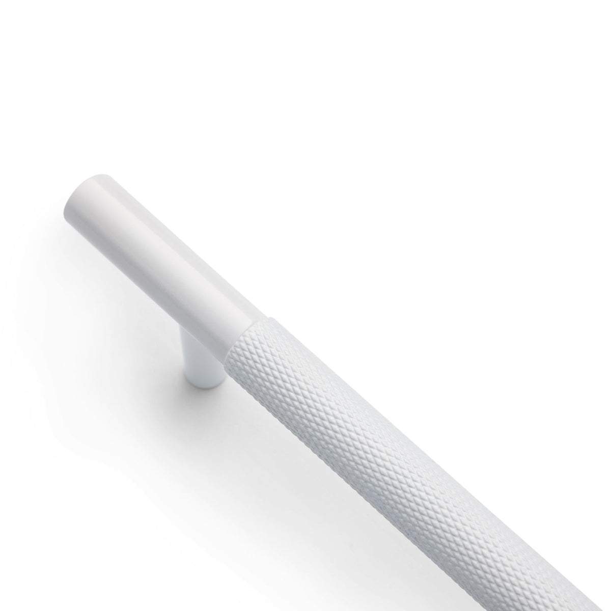 White Knurled Drawer Pull - Charmian