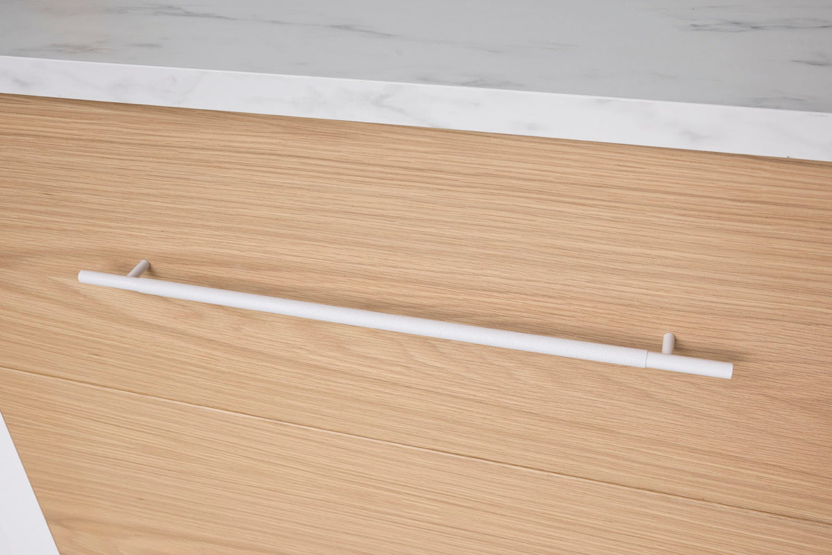 White Knurled Drawer Pull - Charmian