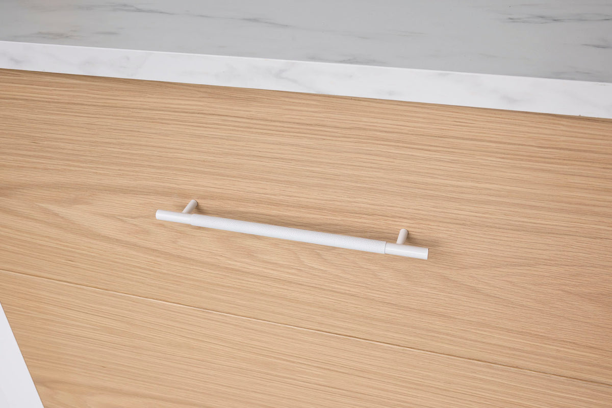 White Knurled Drawer Pull - Charmian