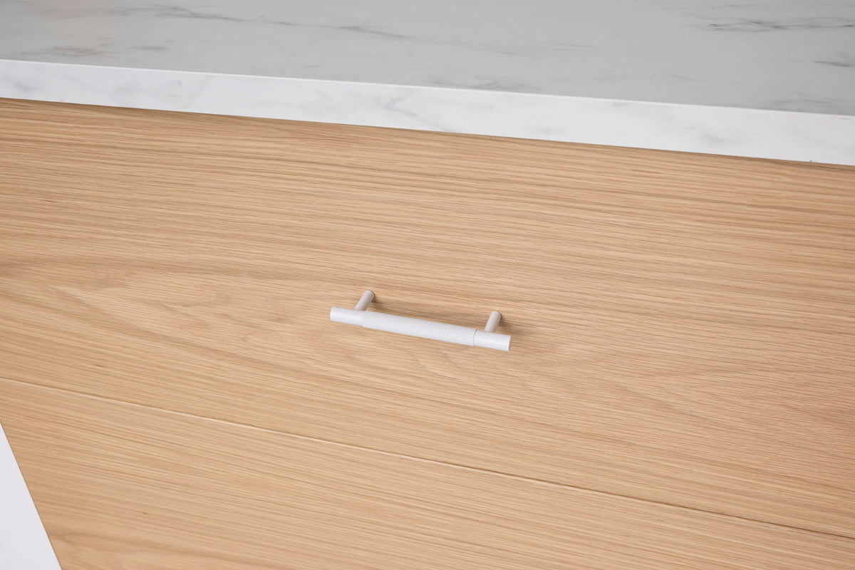 White Knurled Drawer Pull - Charmian