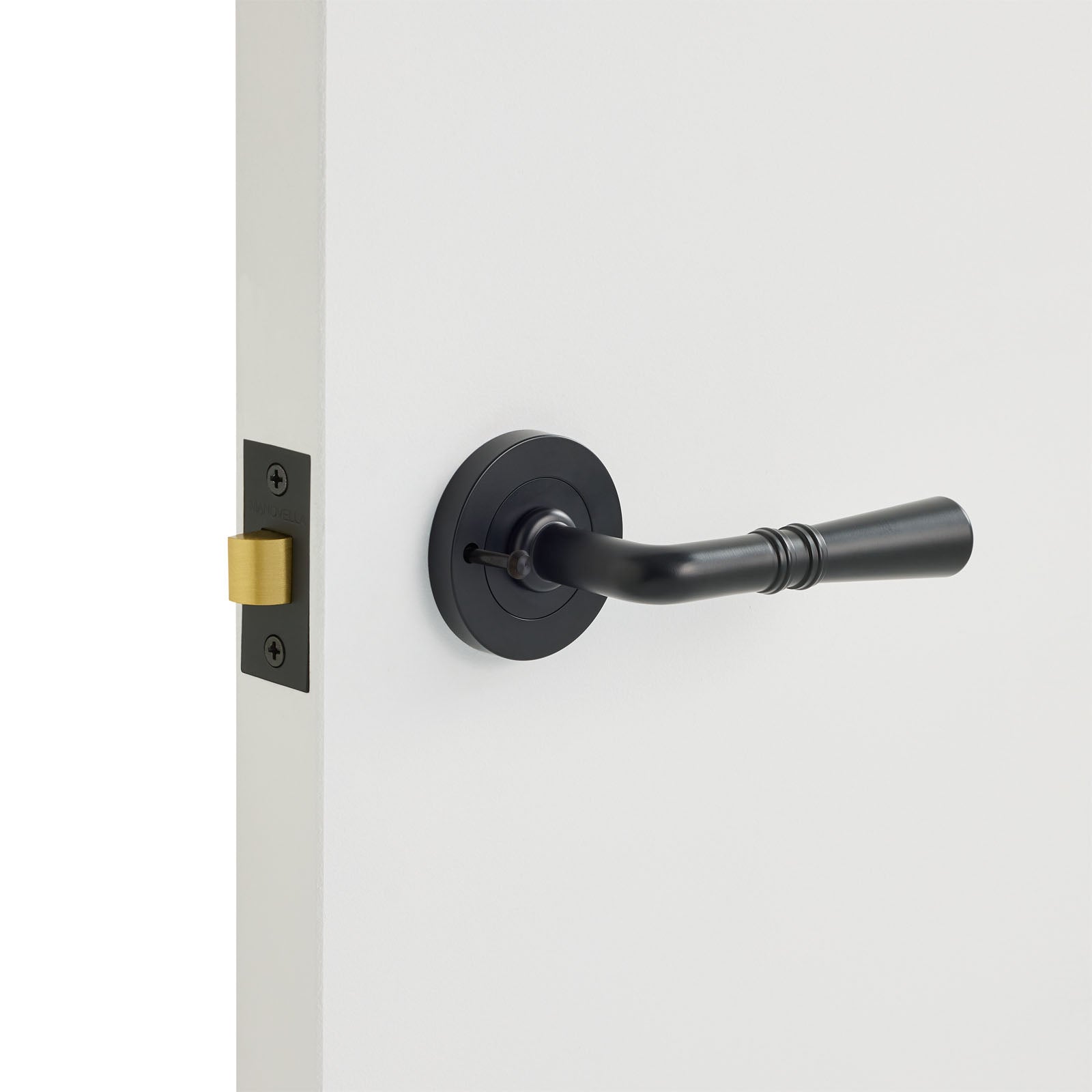 Matt Black Privacy Door Handle Installed on a Door