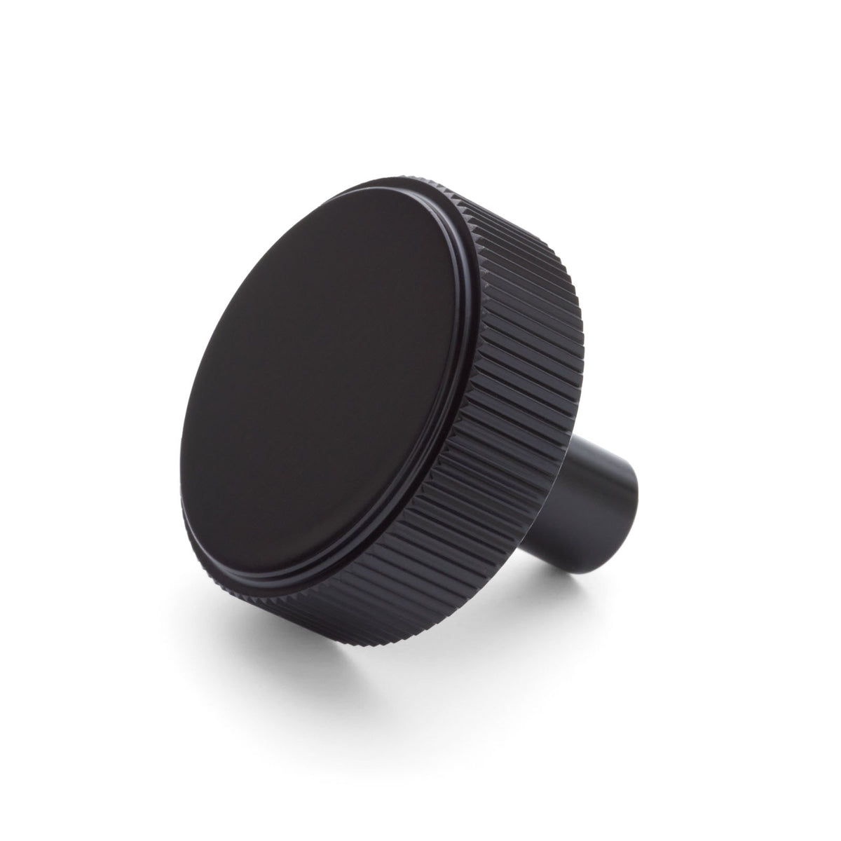 Matt Black Round Fluted Cabinet Knob - Artemis