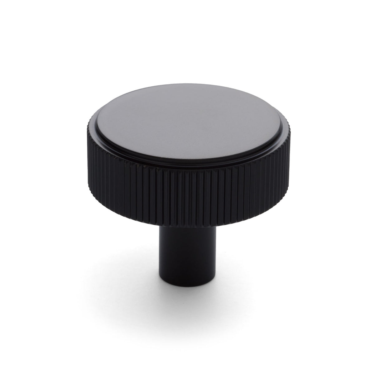 Matt Black Round Fluted Cabinet Knob - Artemis