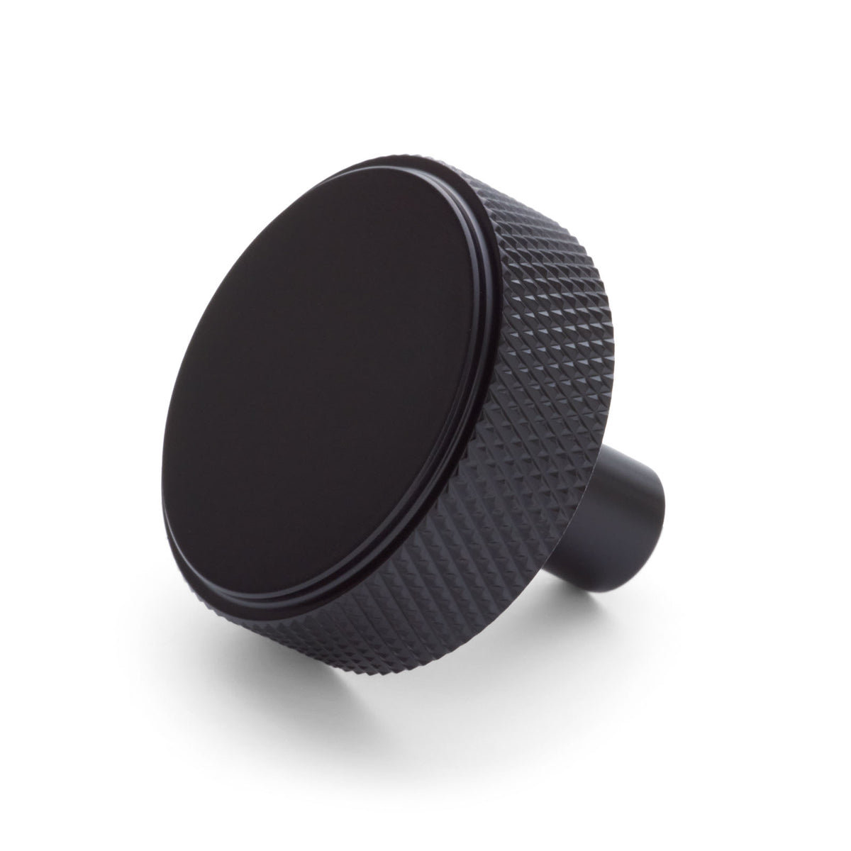 Matt Black Round Knurled Cabinet Knob - Octavia