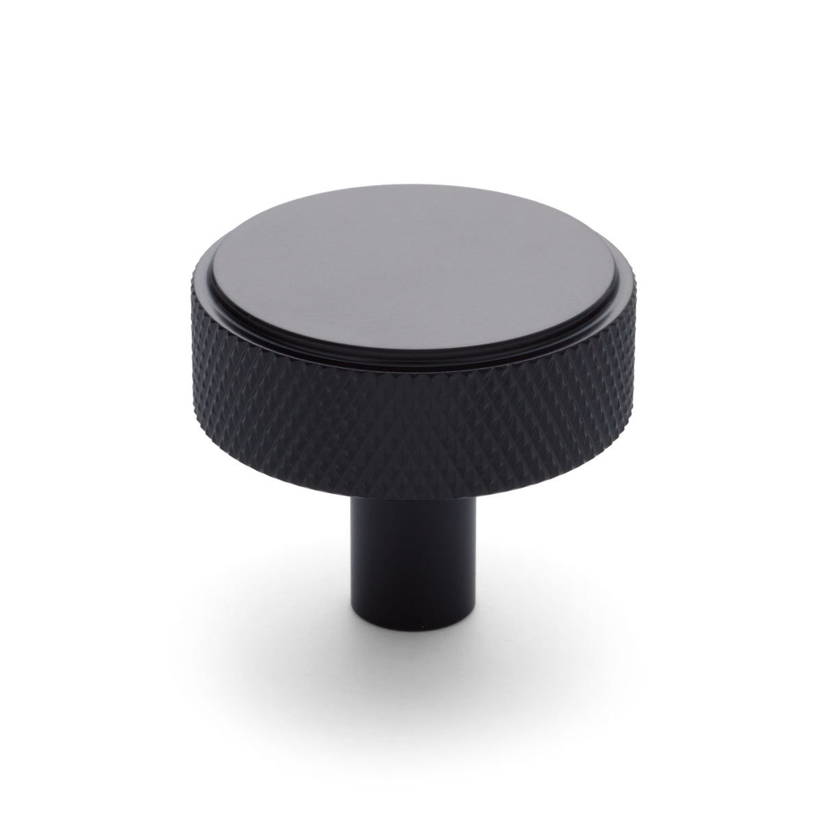 Matt Black Round Knurled Cabinet Knob - Octavia