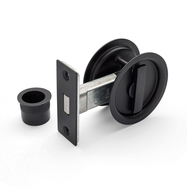 Matt Black Round Sliding Cavity Privacy Lock - Manovella