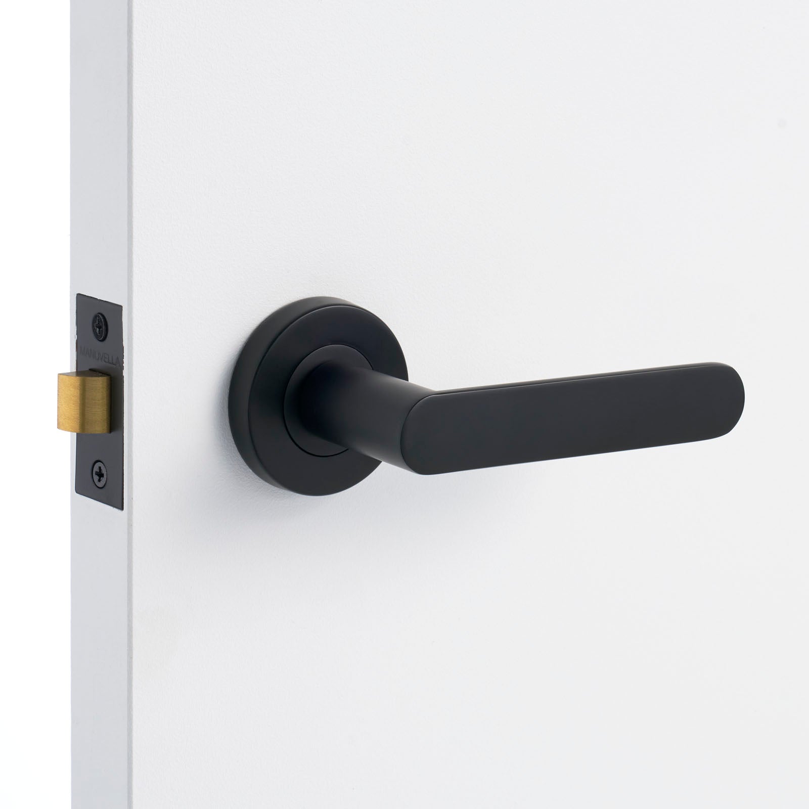 Matt Black Door Handle Installed on a Door