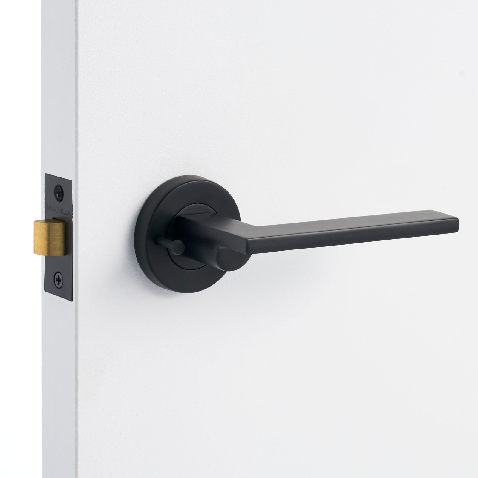 Matt Black Privacy Door Handle Installed on a Door