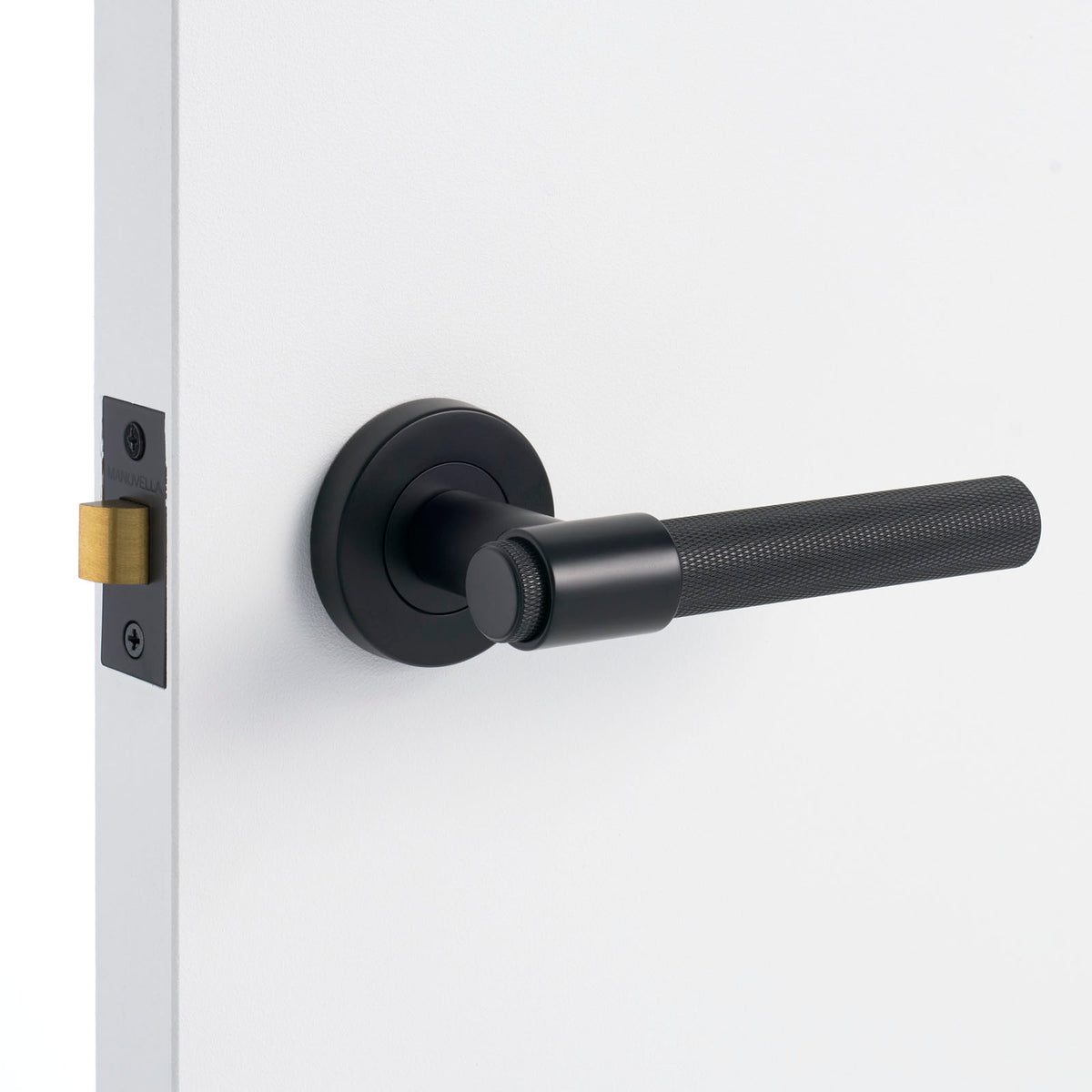 Matt Black Knurled Passage Door Handle - Rosedale
