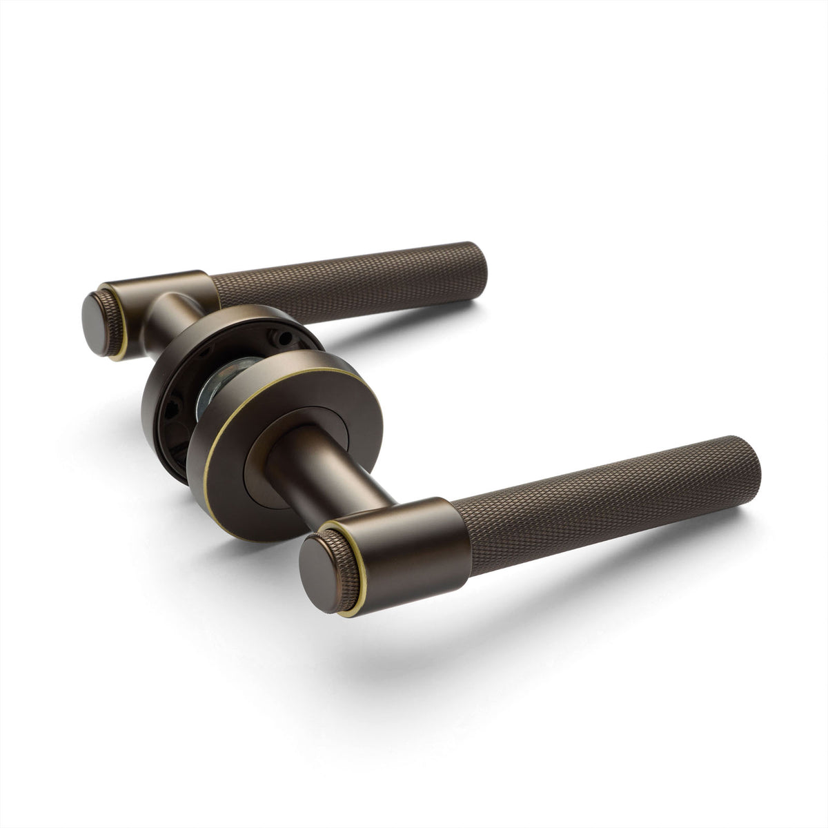 Aged Brass Knurled Passage Door Handle - Rosedale