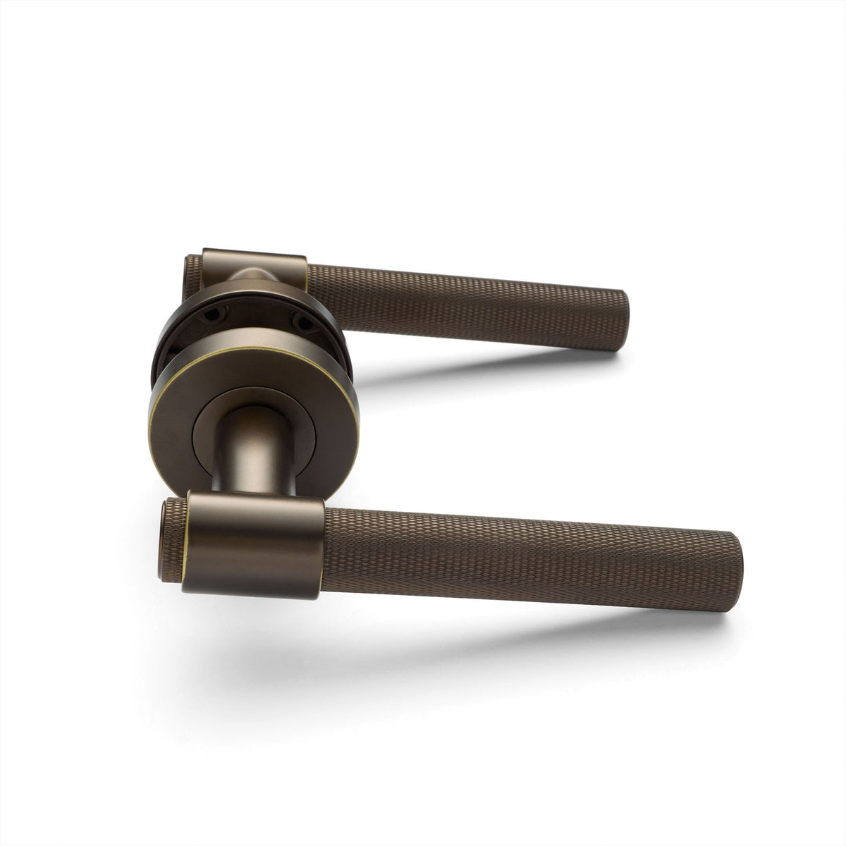 Aged Brass Knurled Passage Door Handle - Rosedale