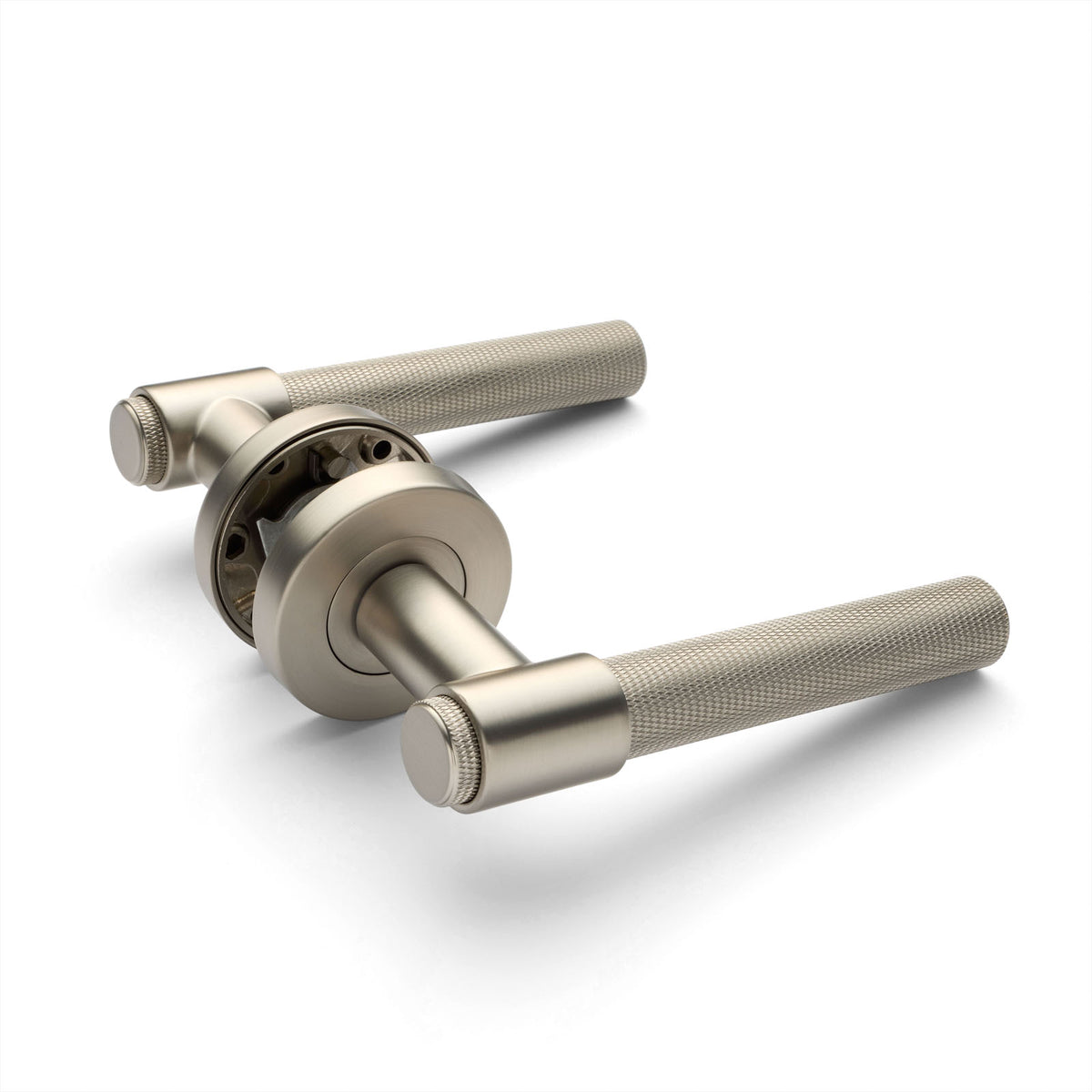 Brushed Nickel Knurled Passage Door Handle - Rosedale