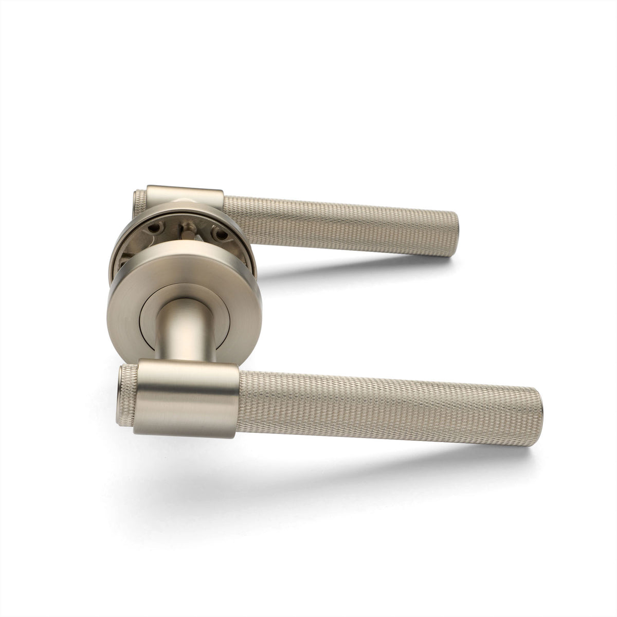 Brushed Nickel Knurled Passage Door Handle - Rosedale