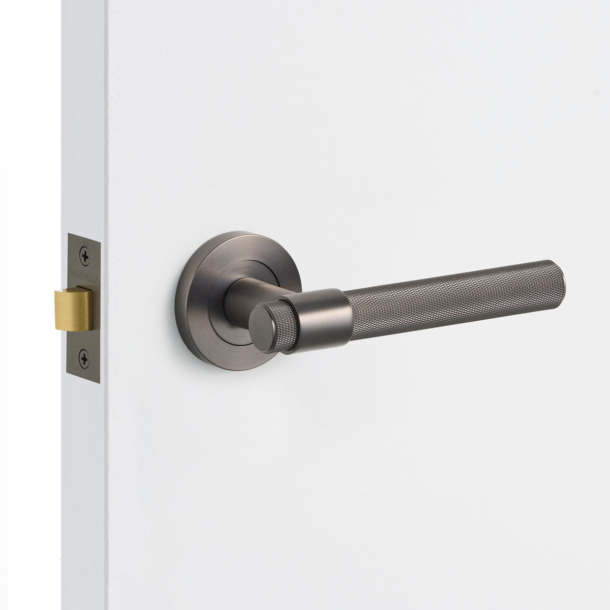 Gunmetal Knurled Passage Door Handle - Rosedale