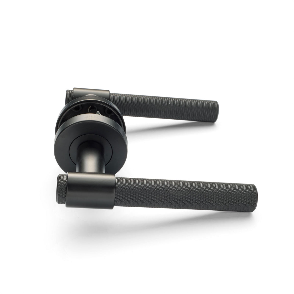 Matt Black Knurled Passage Door Handle - Rosedale