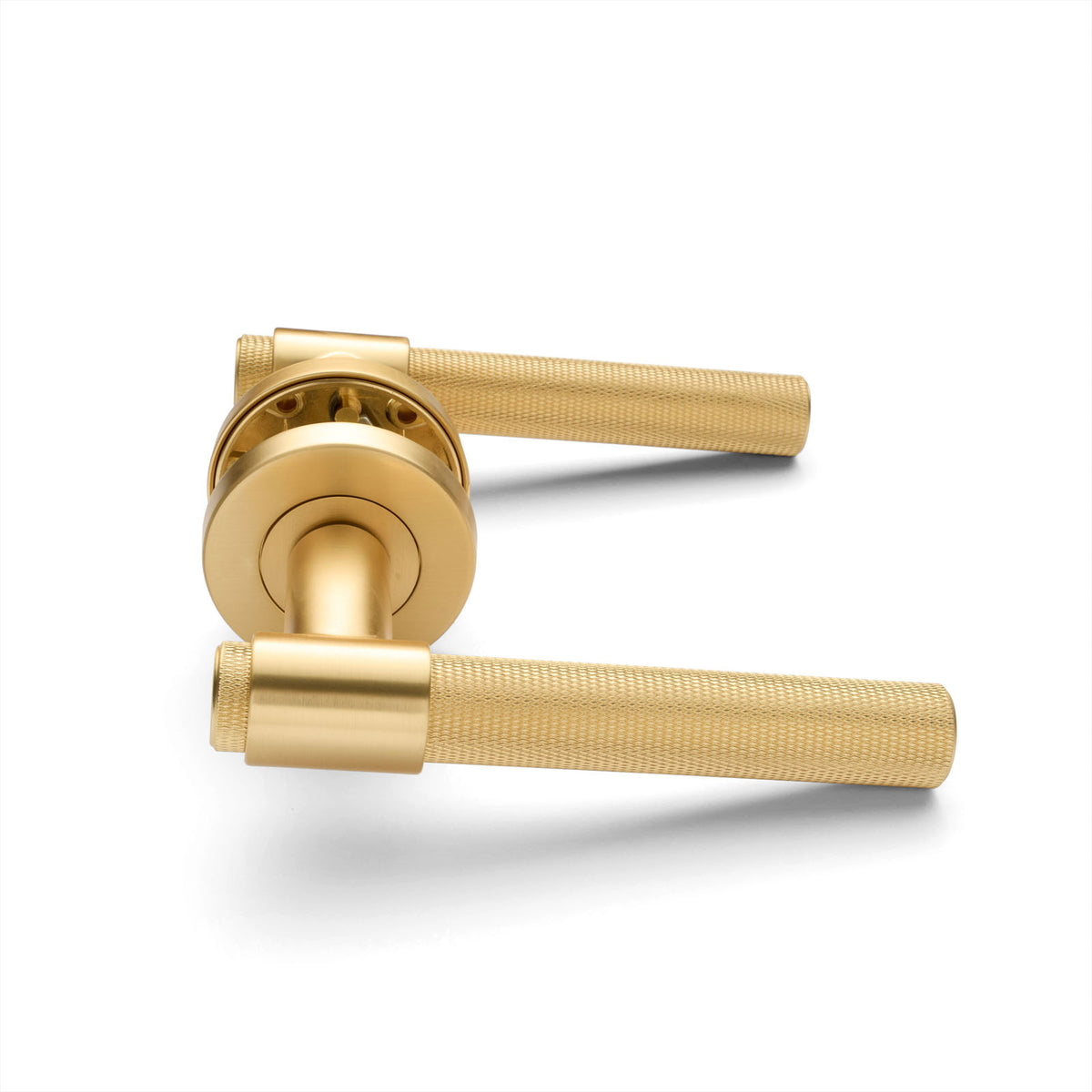 Satin Brass Knurled Passage Door Handle - Rosedale