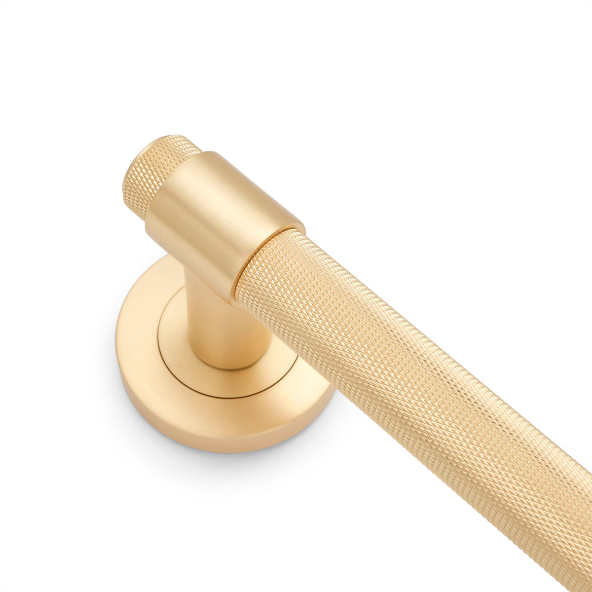 Satin Brass Knurled Passage Door Handle - Rosedale