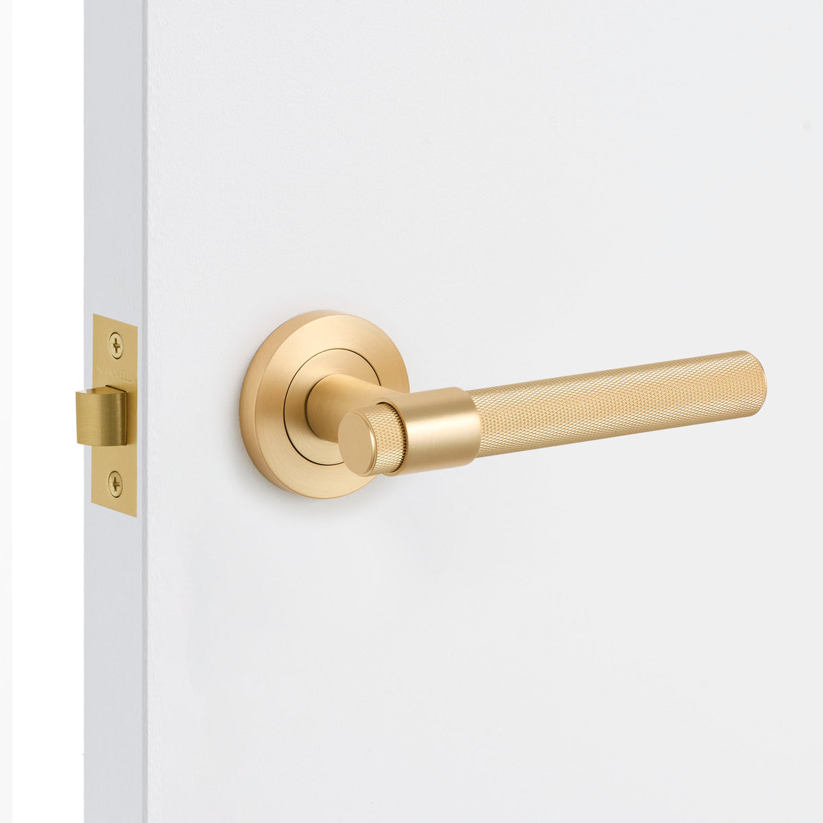 Satin Brass Knurled Passage Door Handle - Rosedale