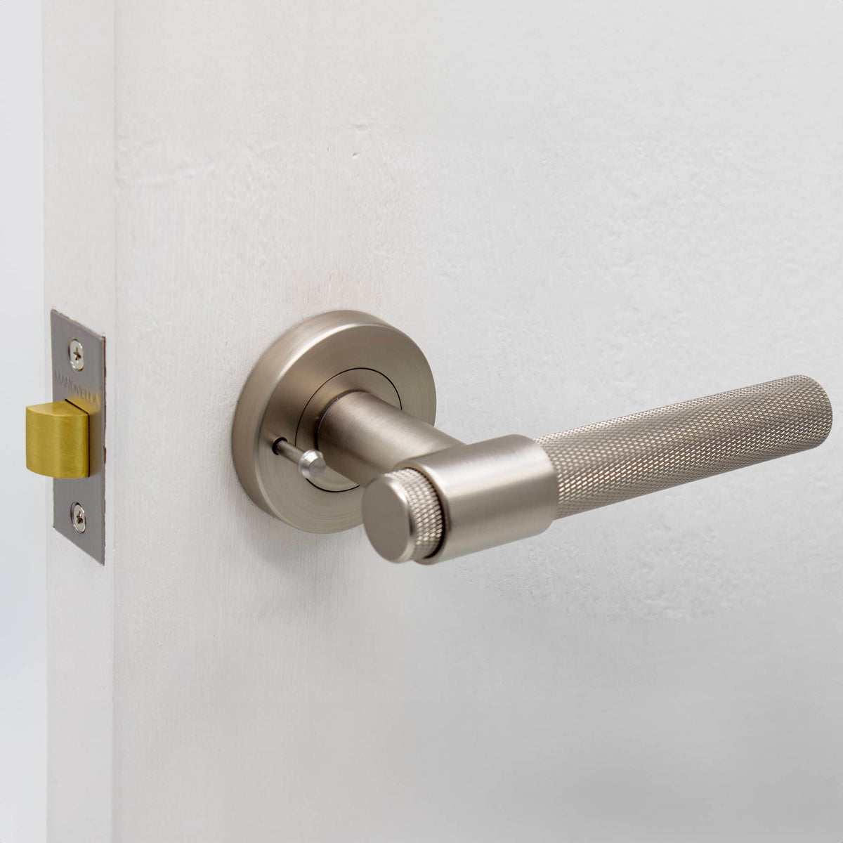 Brushed Nickel Knurled Privacy Door Handle - Rosedale