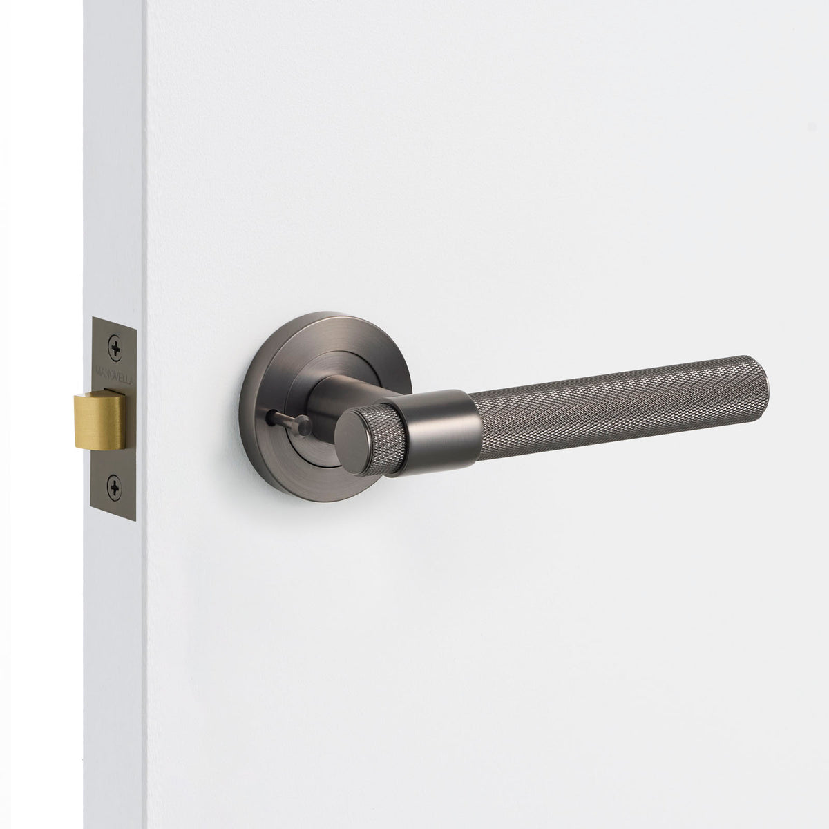 Gunmetal Knurled Privacy Door Handle - Rosedale