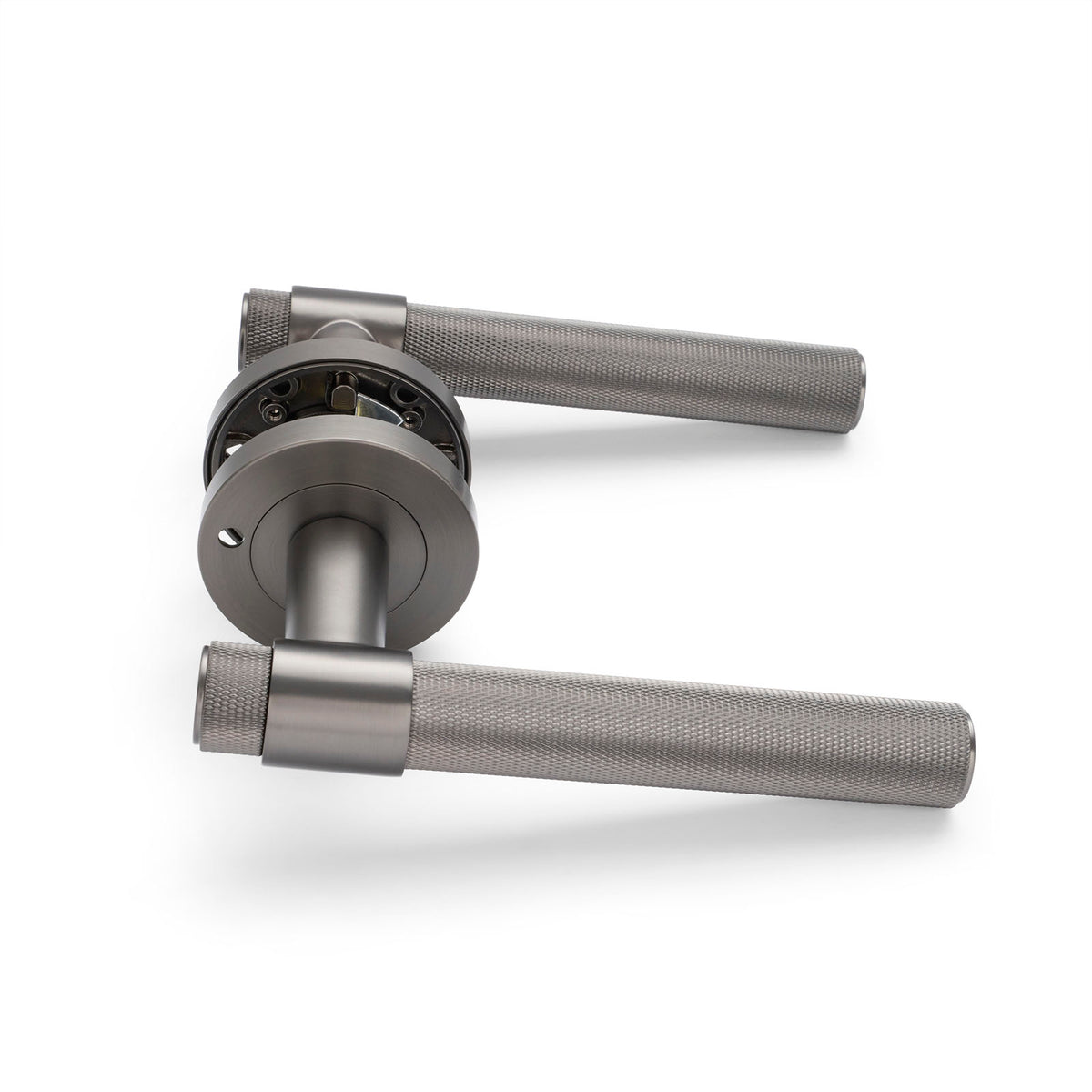 Gunmetal Knurled Privacy Door Handle - Rosedale