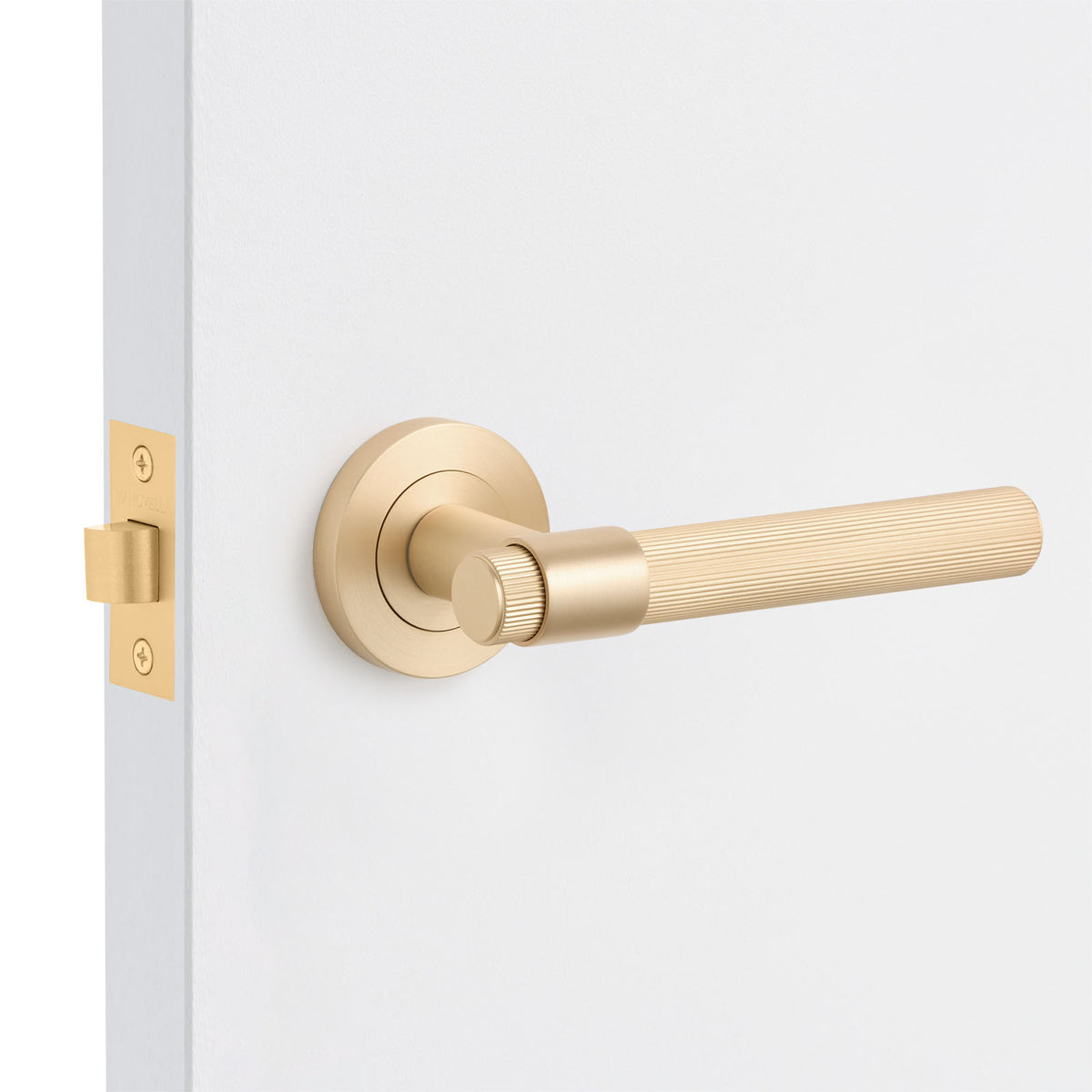 Satin Brass Passage Door Handle - Rochester