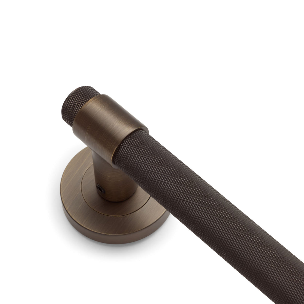 Aged Brass Knurled Passage Door Handle - Rosedale