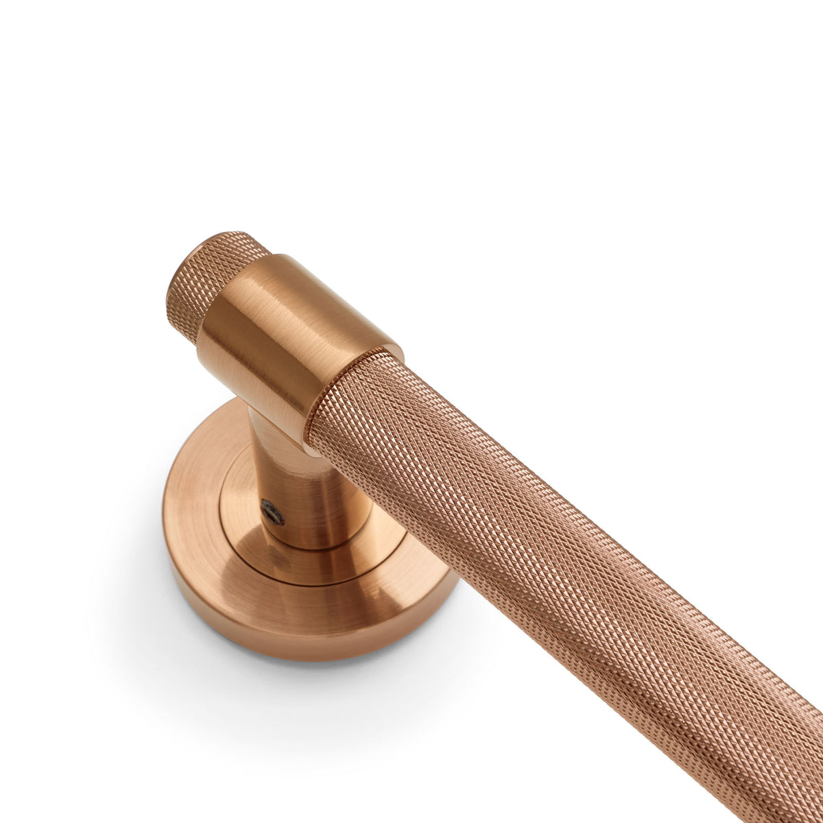 Brushed Copper Knurled Passage Door Handle - Rosedale