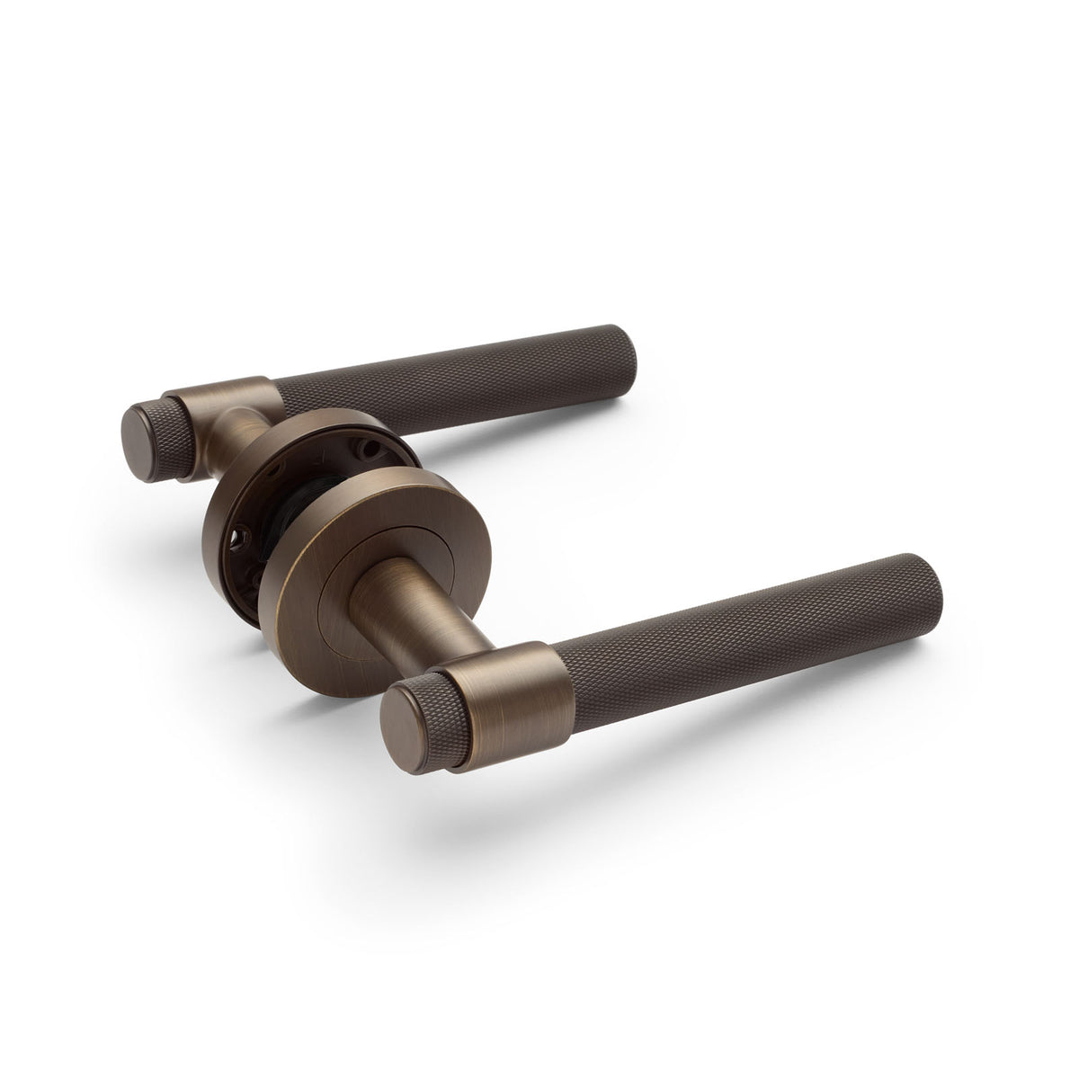 Aged Brass Knurled Passage Door Handle - Rosedale